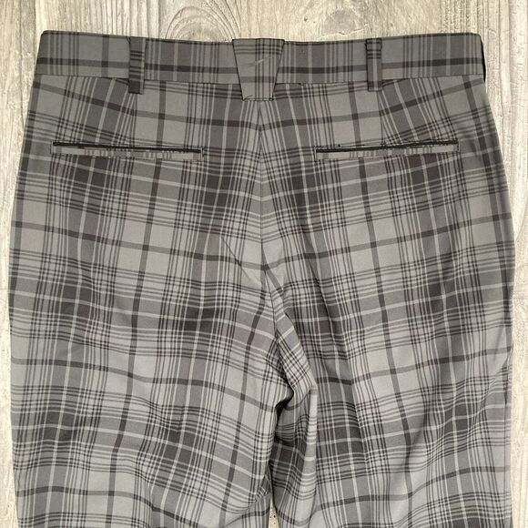 Nike Golf Pants Mens 32x32 Gray Black Tartan Plaid DriFit Performance Stretc - Picture 12 of 13